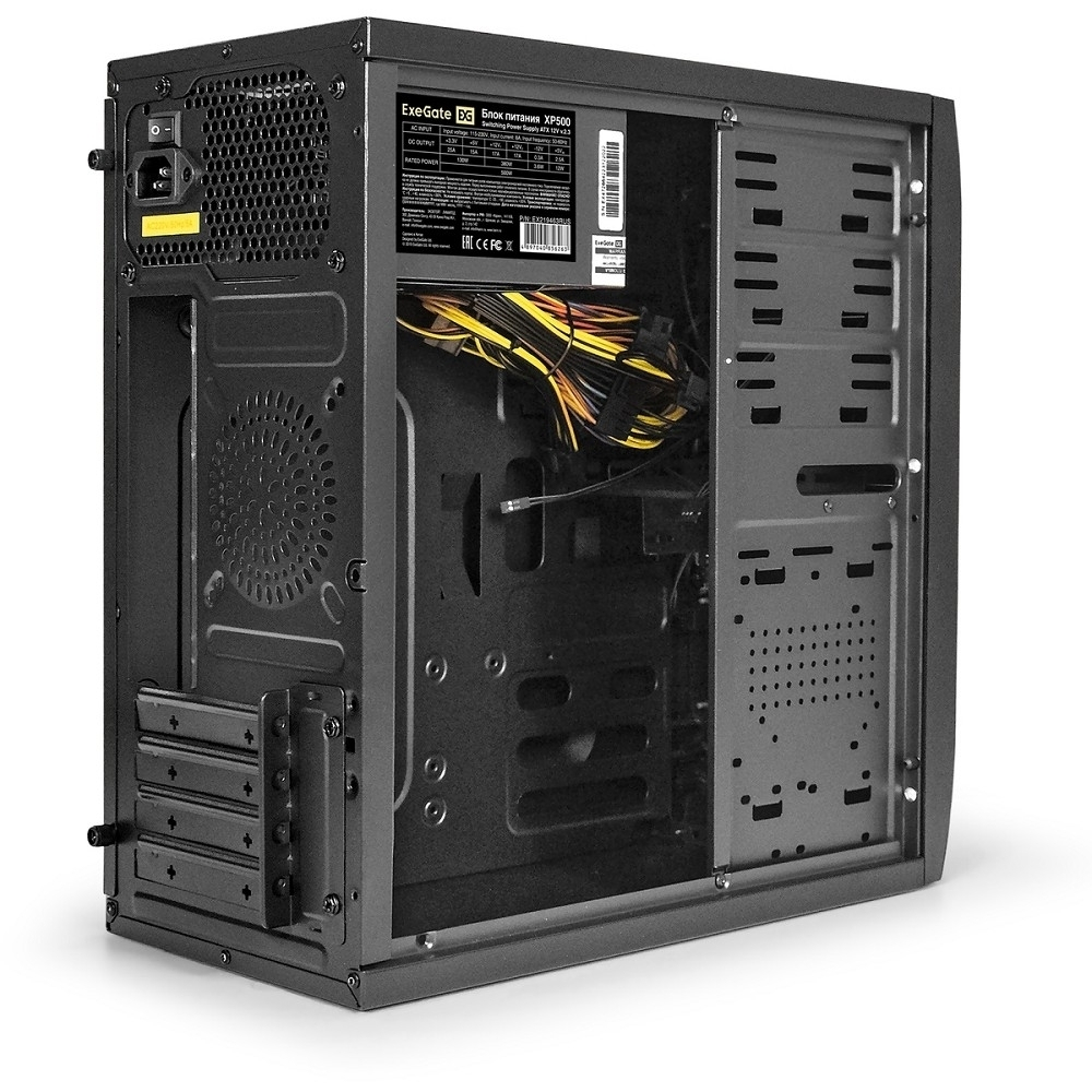 Корпус для компьютера Exegate EX272747RUS Корпус Minitower Exegate QA-412U Black, mATX, , 2*USB+2*USB3.0, Audio