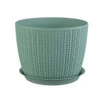 Кашпо ВЯЗАНИЕ D180мм 2,8л с поддоном Фисташковый 0,14,18х0,18м (комплект 12 шт)