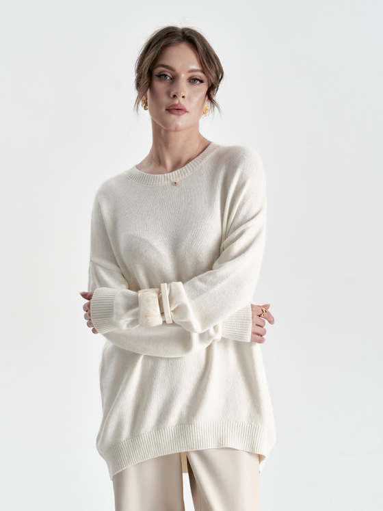 Свитер из мериноса и кашемира в белом цвете