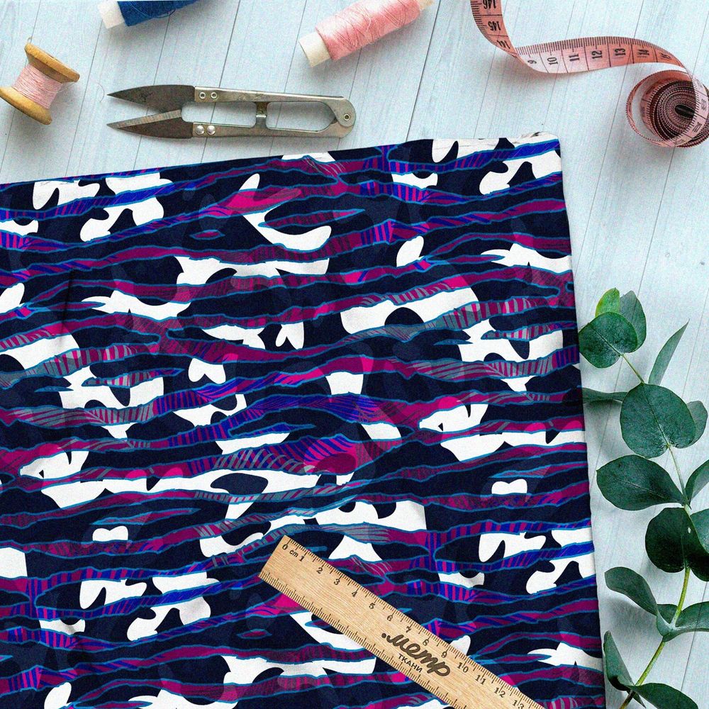 Ткань оксфорд 600 ядовитый полосатый узор на чёрно-белом фоне