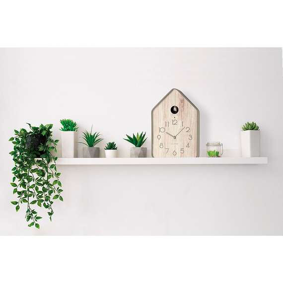 Часы настенные с маятником qq-up, серо-бежевые