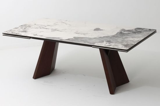 Стол BRIAN 200 MATTE PANDORA керамика на стекле/ Орех