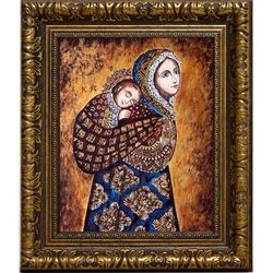 Колыбельная (Несущая в платке) икона Божьей Матери на холсте.