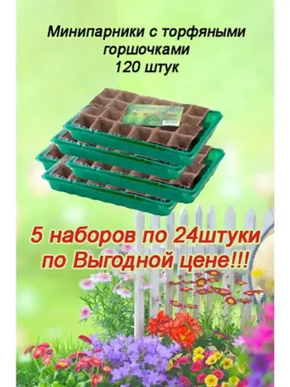 Мини-парник для рассады на 24 ячейки с торф.горшочками *5шт