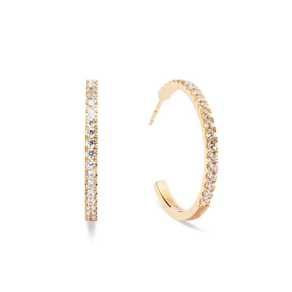 Серьги Coeur de Lion Hoop Crystal-Gold 30мм 0147/23-1816