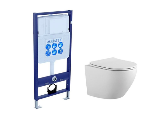 AQUATEK фаянс SET AQUATEK КАИР рама+крепеж+кнопка+унитаз КАИР А1170-00с тонким сиденьем