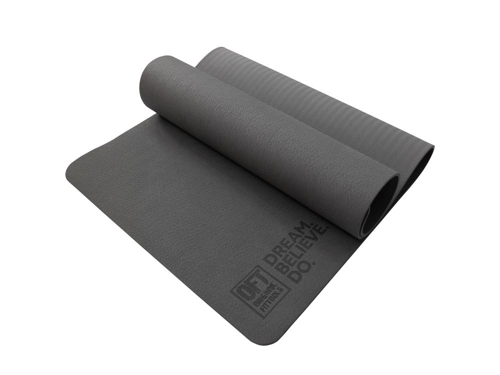 Коврик для йоги и фитнеса 185 х 80 см толщина 8 мм TPE серый