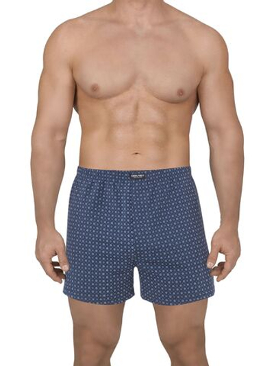 Хлопковые семейные трусы с мелким принтом (Размер: L) (Цвет: темно-синий)