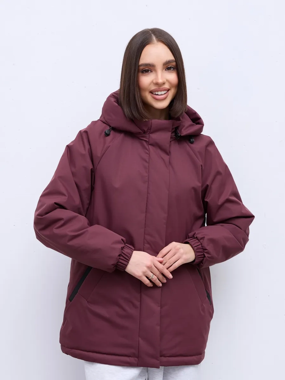 Куртка весенняя удлиненная с капюшоном
