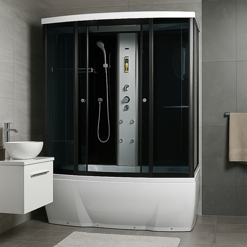 Душевая кабина Loranto CS 77-3 А 150x85x215 с тропическим душем, раздвижная дверь, черный профиль (CS00054498)