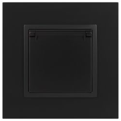 14-2103-05 ЭРА Розетка 2P+E Schuko со шторками с крышкой, 16A-250В, IP20, Эра Elegance, антрацит