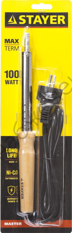 STAYER MAXTerm 100 Вт клин, Электропаяльник с деревянной рукояткой (55310-100)