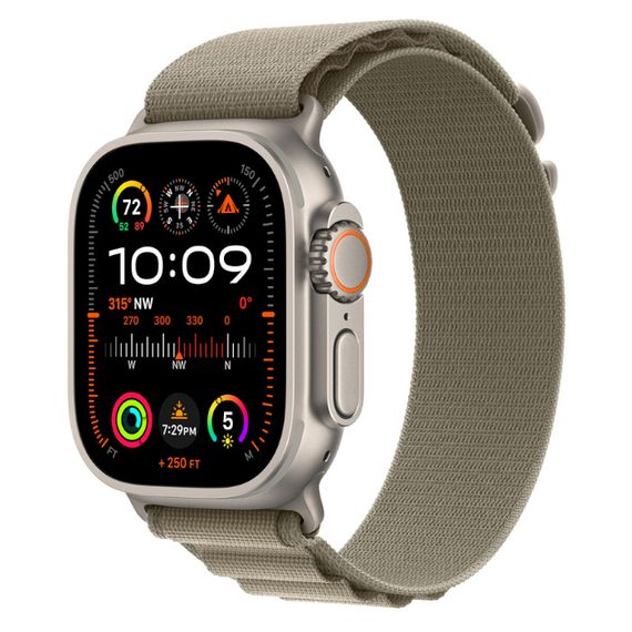 Часы Apple Watch Ultra 2 GPS + Cellular 49 мм, титановый корпус, ремешок Alpine Оливкового цвета,размер S