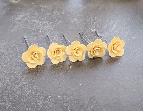 Набор шпилек "Розочки мини" латекс, 5 шт, белые