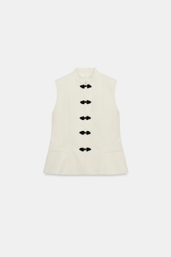 ZARA ЖИЛЕТ ОБЛЕГАЮЩЕГО КРОЯ — ZW COLLECTION, ПЕСОЧНЫЙ