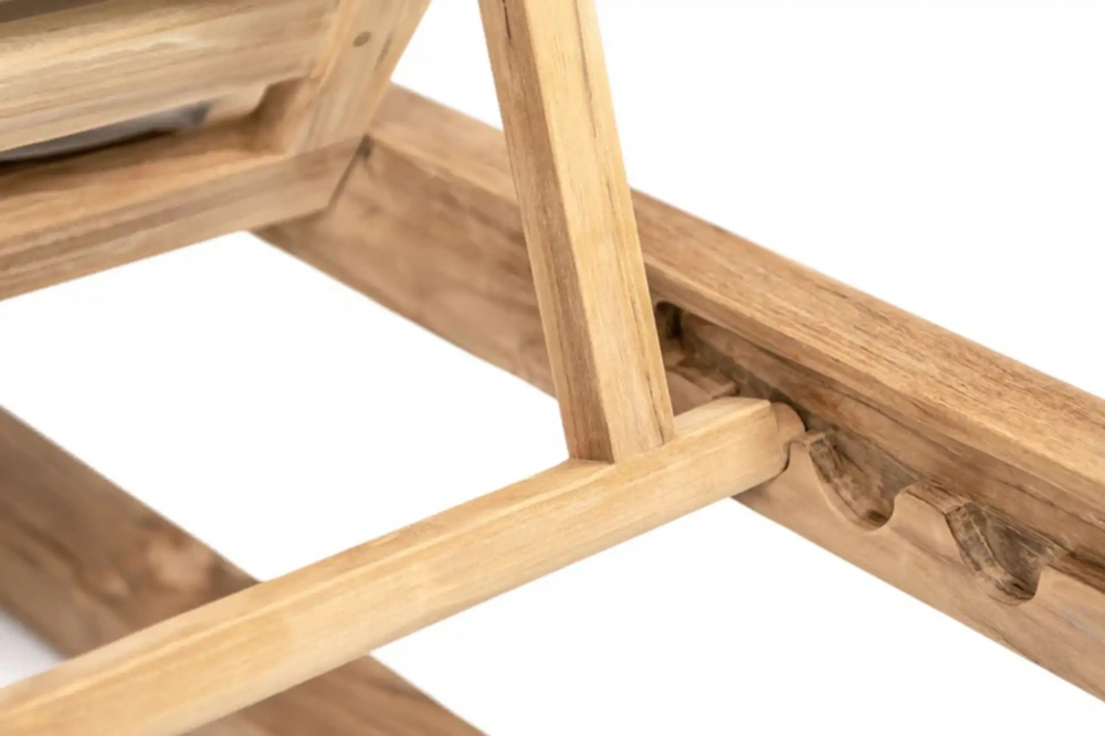 Лежак деревянный с матрасом Tagliamento Corfu, натуральный, бежевый