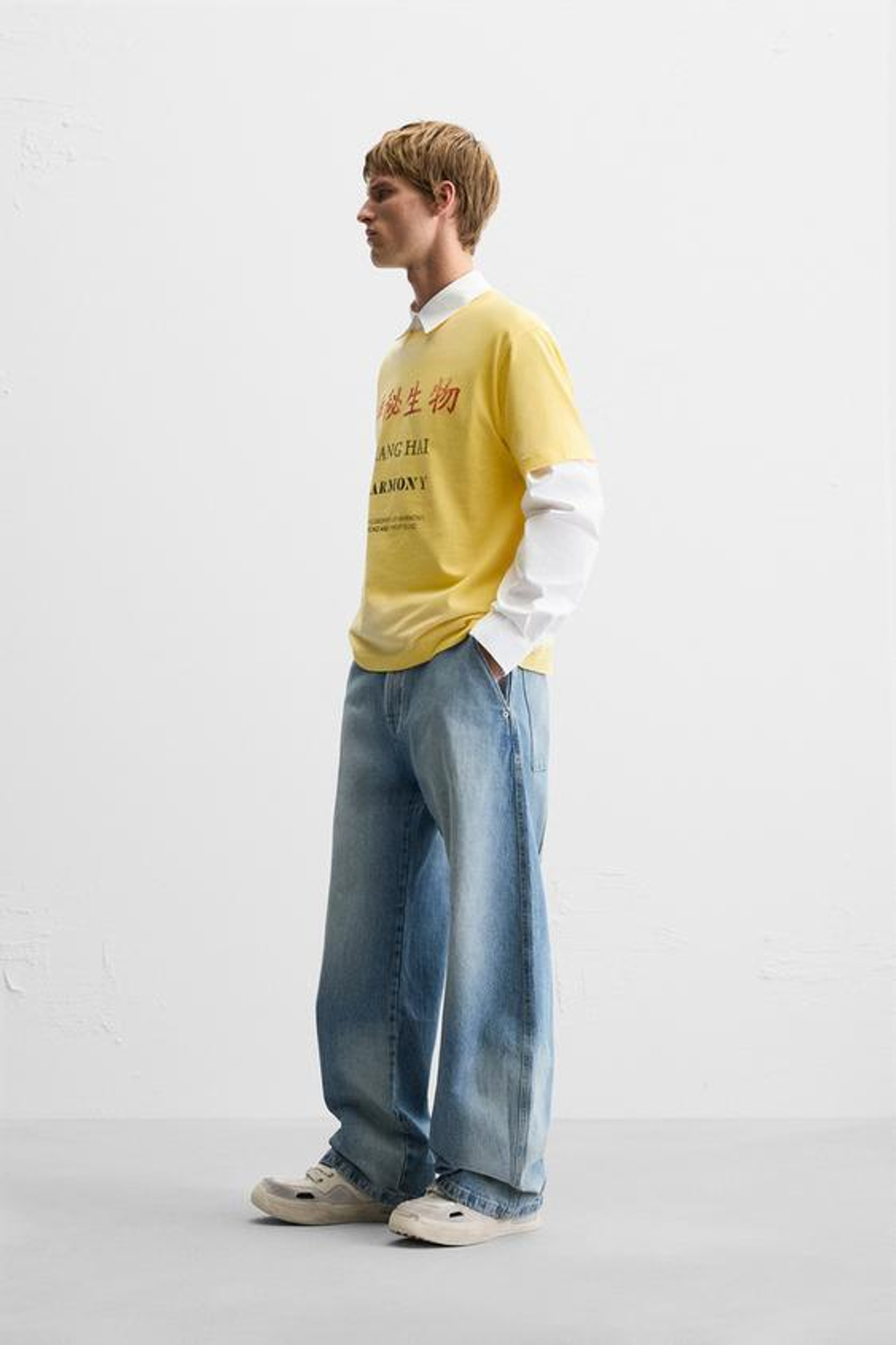 ZARA ФУТБОЛКА С НАДПИСЬЮ, ЖЕЛТЫЙ