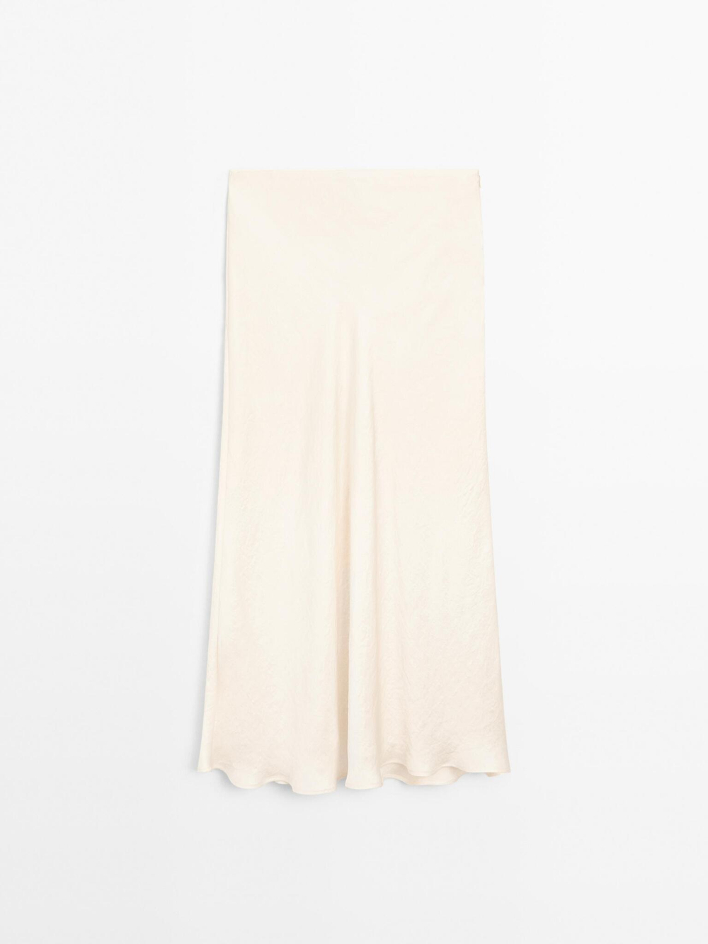 Massimo Dutti Юбка миди из струящегося атласа, кремовый