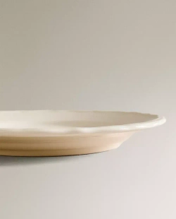 ZARA HOME ДЕСЕРТНАЯ ТАРЕЛКА ИЗ ФАЯНСА С ФИГУРНОЙ КРОМКОЙ, ЭКРЮ