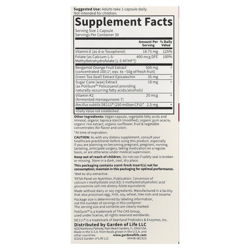 Garden of Life, Herbals, здоровье сердца, сладкий цитрус, 30 веганских капсул