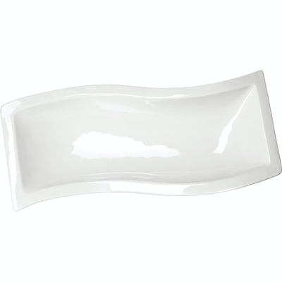 Блюдо «Кунстверк» прямоугольное волна;фарфор;,H=50,L=380,B=158мм;белый (Цвет: белый)