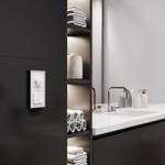 Выключатель одноклавишный проходной с подсветкой (белый матовый)