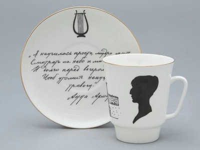 Чашка с блюдцем 165 мл форма Майская рисунок Русские писатели Ахматова, арт. 81.32129.00.1