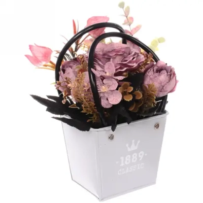 Цветочная композиция «Розовый туман» 15*11*20см в корзинке, цвет дымчато-розовый