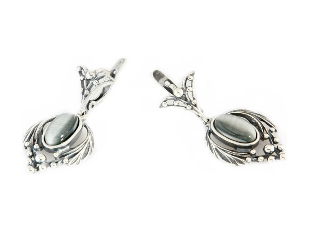 "Калинка" серьги в серебряном покрытии из коллекции "Самоцветы" от Jenavi  с английским замком