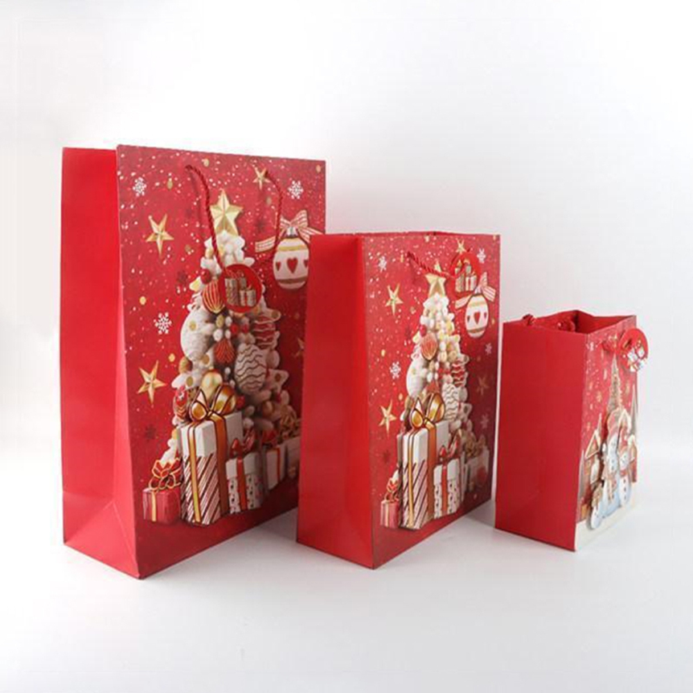 пакет 18 х 23 х 10 подарочный 4шт снеговики новогодний (красный)