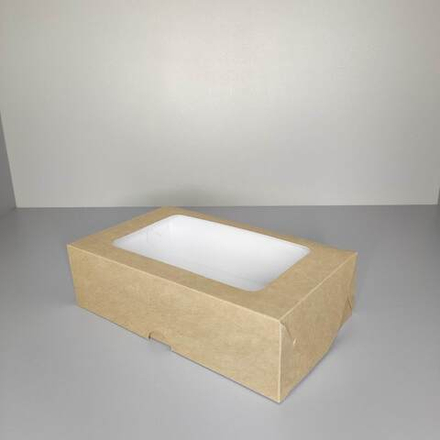 Коробка для зефира с окном крафт 26х16х7,5 см