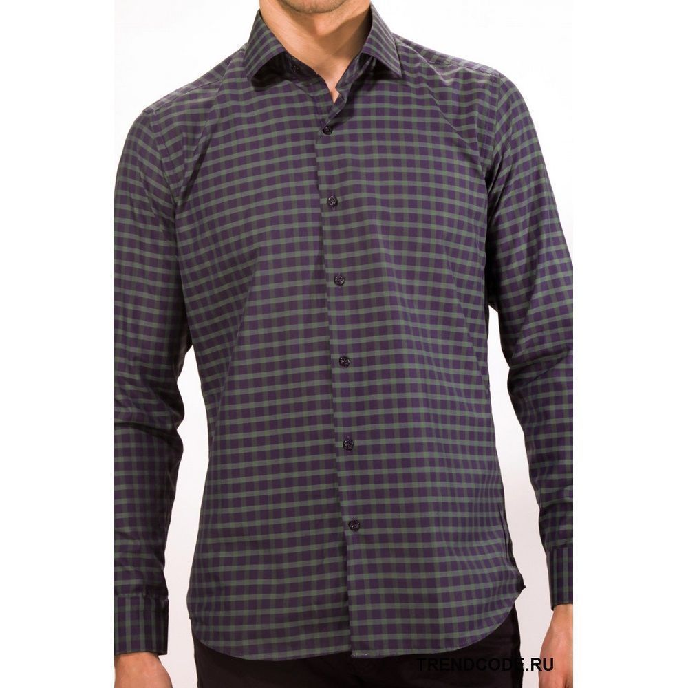 Мужская рубашка серая в клетку приталенная MAZZARO SLIM FIT M2211-3