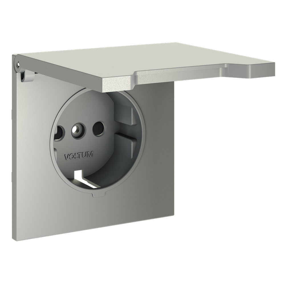 Накладка для розетки с заземлением, защитными шторками и крышкой, S70 (сталь)