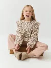 Брюки вельветовые "Пудровый беж" утепленные