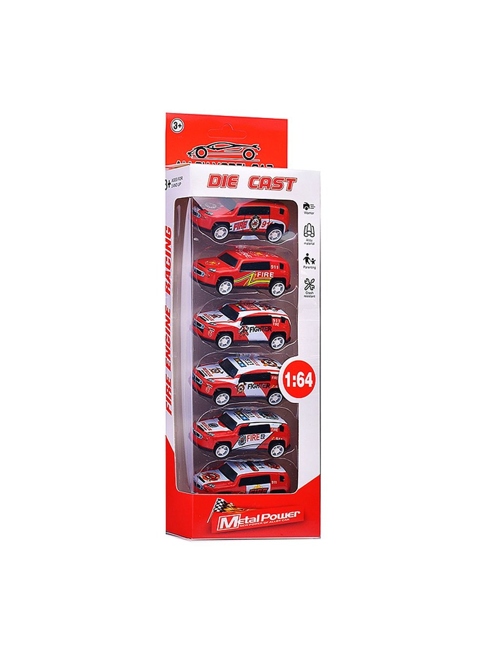 Игровой набор машинки 6шт Пожарные гонки (2025-2)