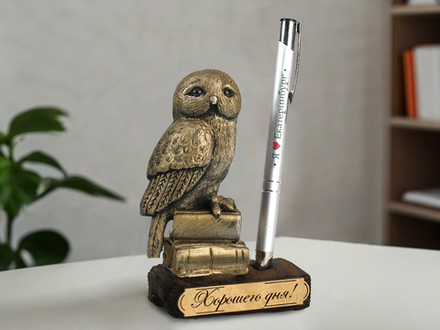 Сувенирная подставка для ручки с совой "Хорошего дня! Екатеринбург"