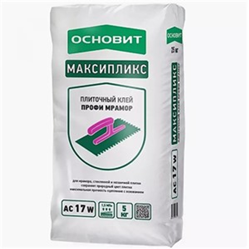 Клей ОСНОВИТ МАКСИПЛИКС АС-17 W беспылевой белый 5кг, 87124