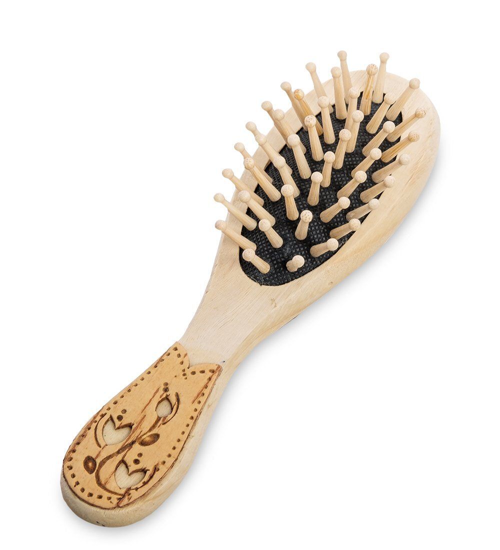 Народные промыслы BST-328/3 Массажная расческа деревянная «Полевые цветы» (береста)