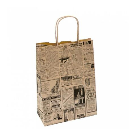 Пакет с ручками "Газета", 26+14*32 см, крафт-бумага, 250 шт/уп, Garcia de PouИспания
