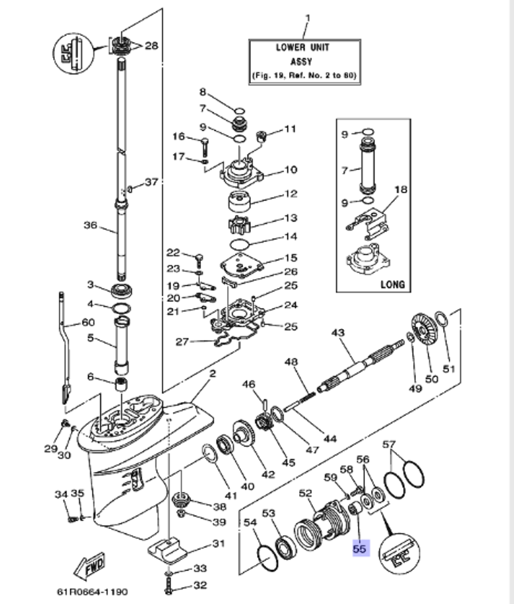 Подшипник игольчатый Yamaha 25/30лс (оригинальный арт. 933152200400)