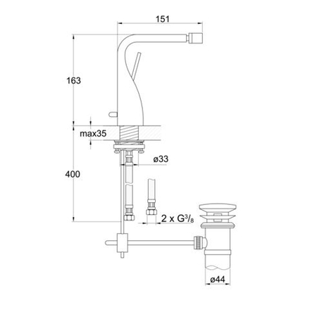 Смеситель для биде и рукомойников Steinberg серия 230 с донным клапаном, хром 230 1300