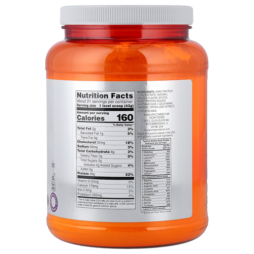 NOW Foods, Sports, сывороточный протеин в порошке, сливочная ваниль, 907 г (2 фунта)