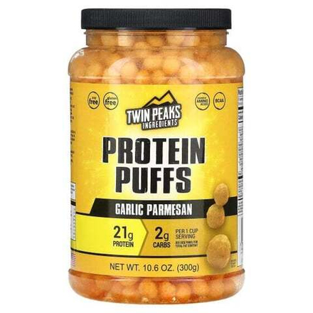Протеиновые батончики и перекусы Twin Peaks, Protein Puffs, чеснок и пармезан, 300 г (10,6 унции)