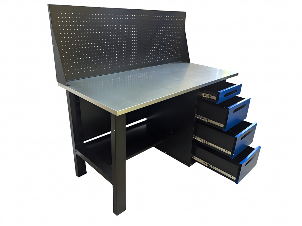 Верстак инструментальный GWT-V1400B1 Great Wolf, 4 ящика, с экраном, 1400x700