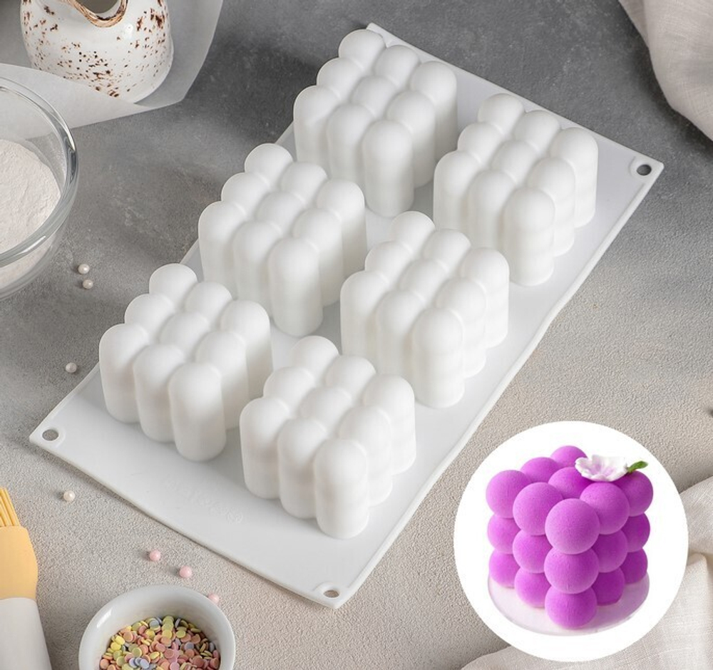 Форма для муссовых десертов  «Вишня мини», 29,7х17,5х5,7 см, 6 ячеек, 6,2х6,2 см