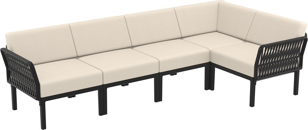 Комплект пластиковой мебели Siesta Contract Portofino Lounge Corner, черный, бежевый