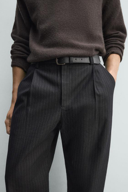 ZARA БРЮКИ СВОБОДНОГО КРОЯ В ТОНКУЮ ПОЛОСКУ, СИНИЙ