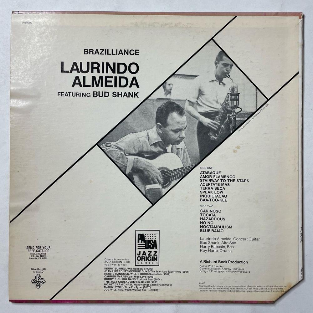 Винтажная виниловая пластинка LP Laurindo Almeida Featuring Bud Shank Brazilliance (USA 1982)