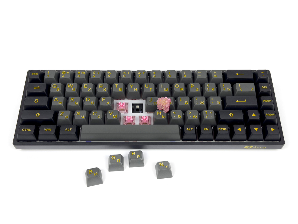 Игровая механическая клавиатура AKKO 3068B Plus Black&Gold CS Jelly Pink