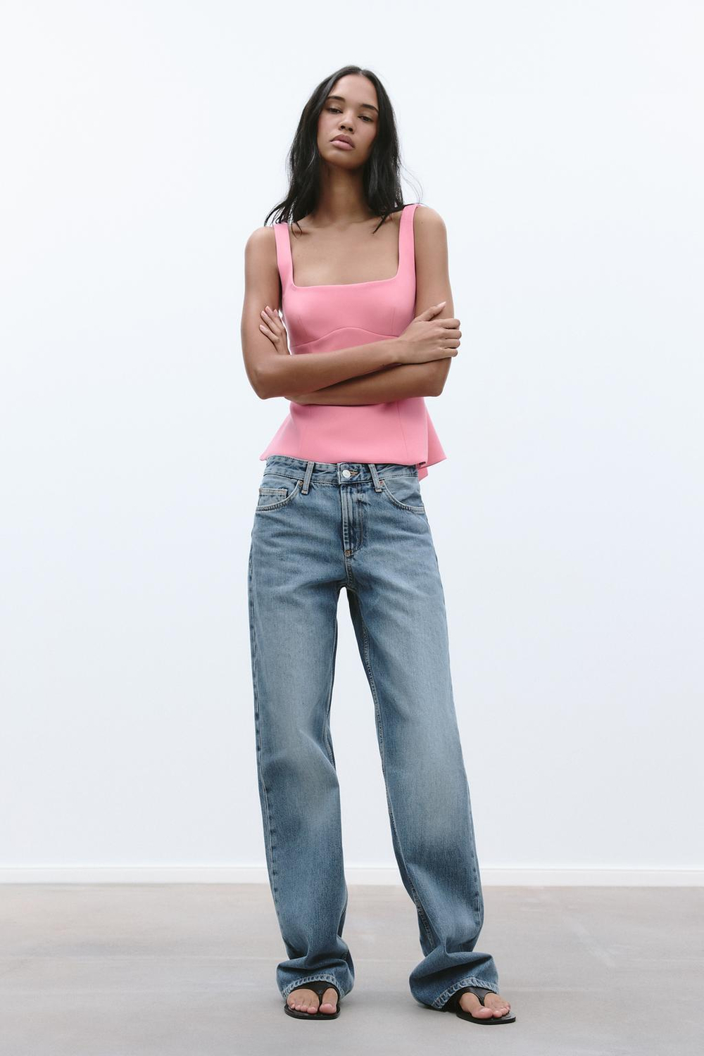 ZARA ТОП С БАНТОМ СЗАДИ, ЦВЕТ ФУКСИИ